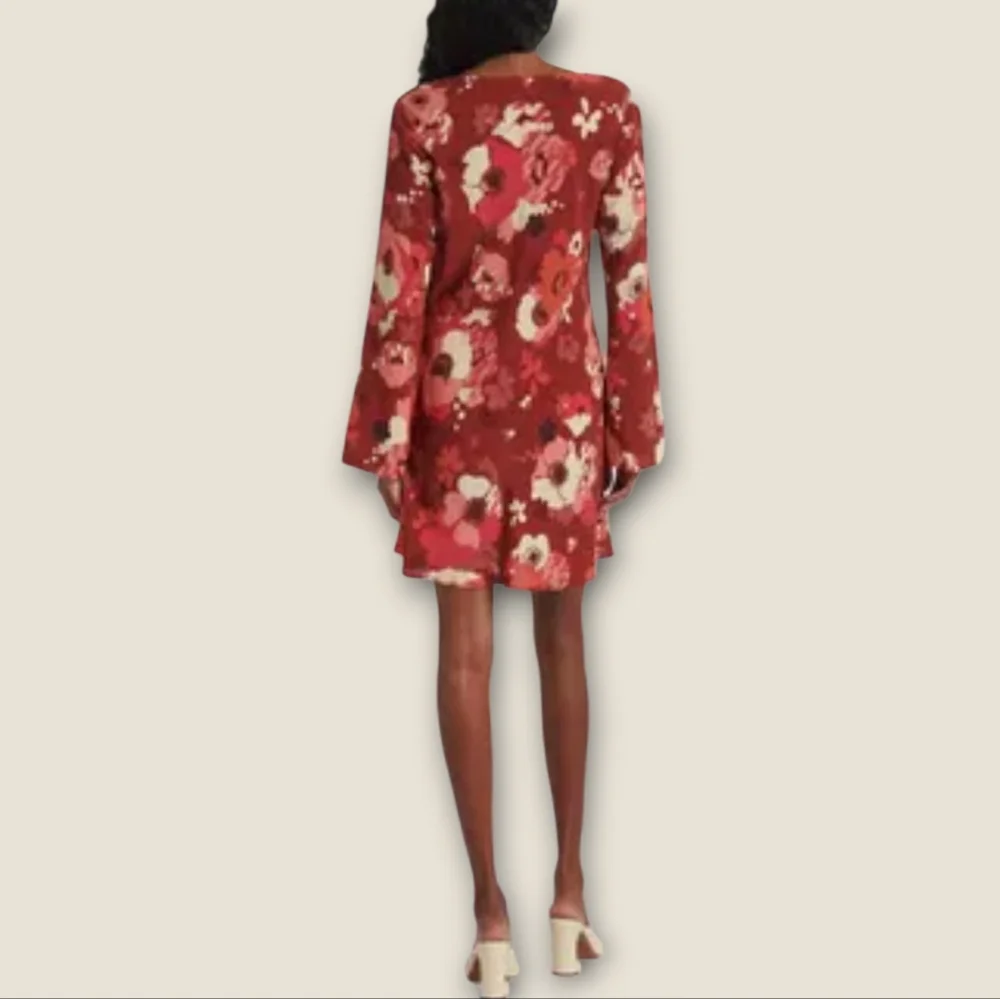 RIXO Ridley Red Pink Retro Floral Print Mini Dress Size 6 - Picture 3 of 12